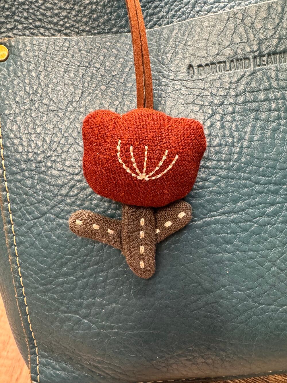 Fabric Tulip Bag Charm Flower Boho Purse Charm Flower Accessories Burgundy